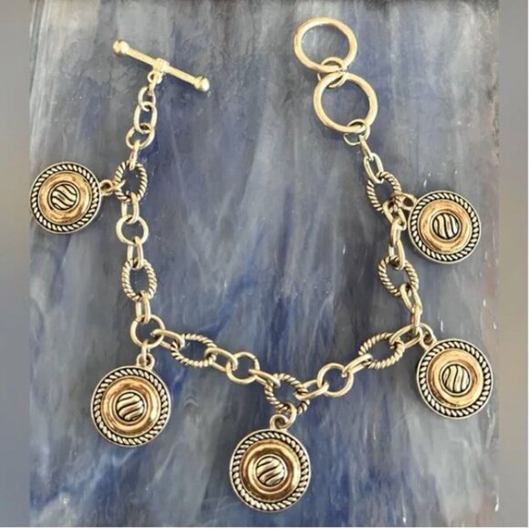 Silver and Gold Tone Toggle Bracelet - Picture 2 of 4